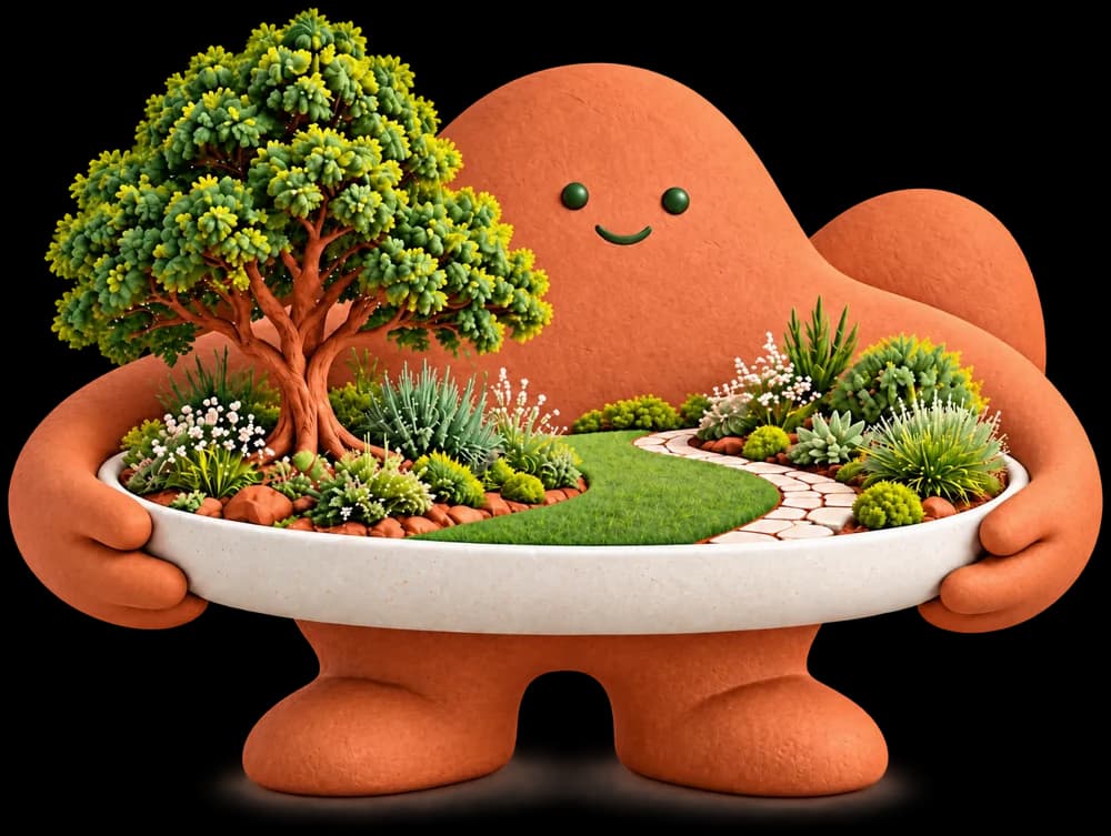 Hilly, the Hilly’s character, holding a small garden